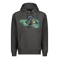 Charcoal Heather Sea Seal Face Illustrations Premium Hoodie - LillyAllenDesigns