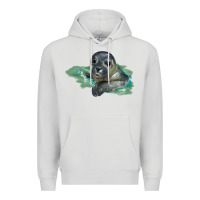 Dove Grey Sea Seal Face Illustrations Premium Hoodie - LillyAllenDesigns