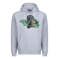 Heather Grey Sea Seal Face Illustrations Premium Hoodie - LillyAllenDesigns