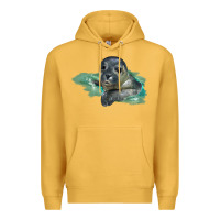Mustard Sea Seal Face Illustrations Premium Hoodie - LillyAllenDesigns