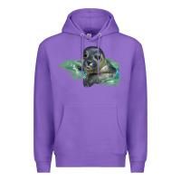 Purple Sea Seal Face Illustrations Premium Hoodie - LillyAllenDesigns
