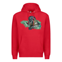 Red Sea Seal Face Illustrations Premium Hoodie - LillyAllenDesigns