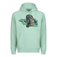 Seafoam Sea Seal Face Illustrations Premium Hoodie - LillyAllenDesigns