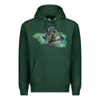 Sports Green Sea Seal Face Illustrations Premium Hoodie - LillyAllenDesigns
