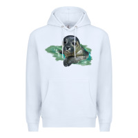 White Sea Seal Face Illustrations Premium Hoodie - LillyAllenDesigns