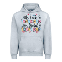 Heather Grey look back and thank god look forward and trust god Urban Hoodie - MaliasSmallBusiness
