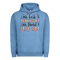 Pigment Pebble Blue look back and thank god look forward and trust god Urban Hoodie - MaliasSmallBusiness