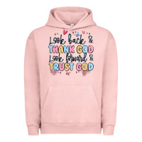 Pigment Salmon look back and thank god look forward and trust god Urban Hoodie - MaliasSmallBusiness