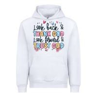 White look back and thank god look forward and trust god Urban Hoodie - MaliasSmallBusiness