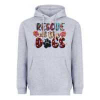 Heather Grey rescue all the dogs Heavyweight Hoodie - Zillion Design Studio