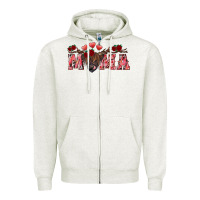 Oatmeal Heather Valentine's day mama black highland cow Zipper Hoodie - RanaPortraitStore