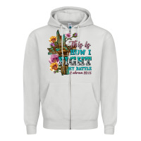 Dove Grey this is how i fight my battle tbw Zipper Hoodie - texasbilliewilder