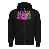 Black christmas trees and lights Zipper Hoodie - Zillion Design Studio