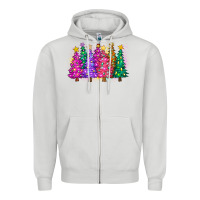 Dove Grey christmas trees and lights Zipper Hoodie - Zillion Design Studio