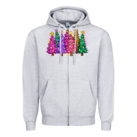 Heather Grey christmas trees and lights Zipper Hoodie - Zillion Design Studio