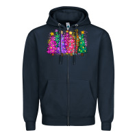 Navy christmas trees and lights Zipper Hoodie - Zillion Design Studio
