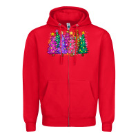 Red christmas trees and lights Zipper Hoodie - Zillion Design Studio