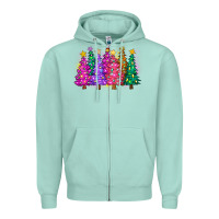 Seafoam christmas trees and lights Zipper Hoodie - Zillion Design Studio