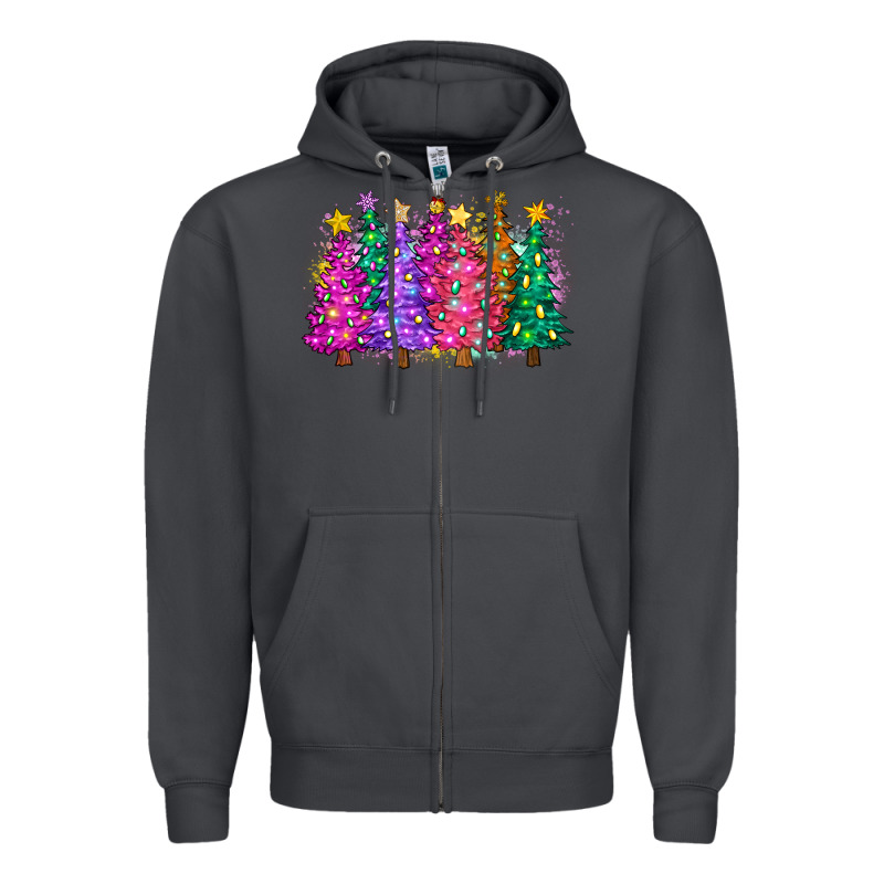 Christmas Trees And Lights Zipper Hoodie by Zillion Design Studio | Teevron