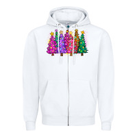 White christmas trees and lights Zipper Hoodie - Zillion Design Studio