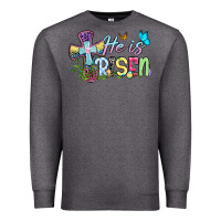 Charcoal Heather Easter Day He is risen Premium Sweatshirt - OliviaCreatesArt