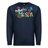 Navy Easter Day He is risen Premium Sweatshirt - OliviaCreatesArt