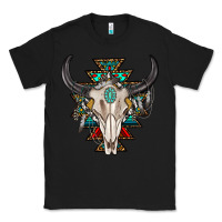 Black western aztec bull skull with gemstone Classic Tee - texasbilliewilder