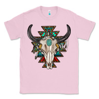 Bubblegum Pink western aztec bull skull with gemstone Classic Tee - texasbilliewilder