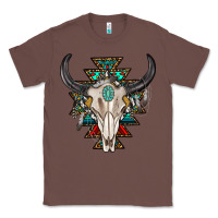 Chestnut western aztec bull skull with gemstone Classic Tee - texasbilliewilder