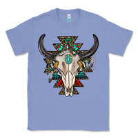 Colony Blue western aztec bull skull with gemstone Classic Tee - texasbilliewilder