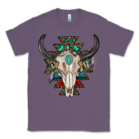 Lavender western aztec bull skull with gemstone Classic Tee - texasbilliewilder