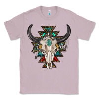 Lilac western aztec bull skull with gemstone Classic Tee - texasbilliewilder