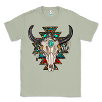 Matcha western aztec bull skull with gemstone Classic Tee - texasbilliewilder