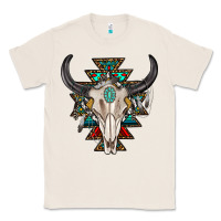 Natural western aztec bull skull with gemstone Classic Tee - texasbilliewilder