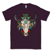 Plum western aztec bull skull with gemstone Classic Tee - texasbilliewilder