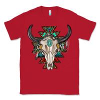 Red western aztec bull skull with gemstone Classic Tee - texasbilliewilder