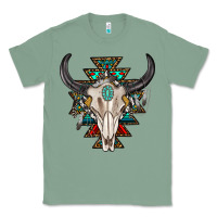 Sage western aztec bull skull with gemstone Classic Tee - texasbilliewilder