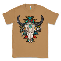 Toasted Coconut western aztec bull skull with gemstone Classic Tee - texasbilliewilder