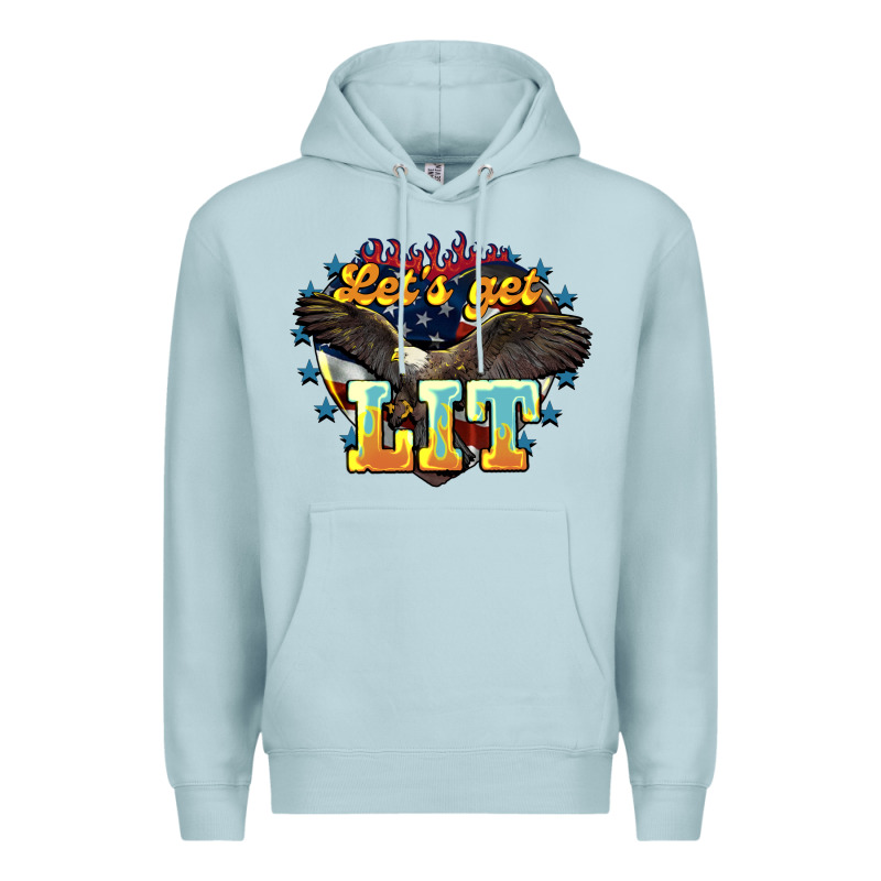Lets Get Lit America Eagle Premium Hoodie by NancyCooperArtShop | Teevron