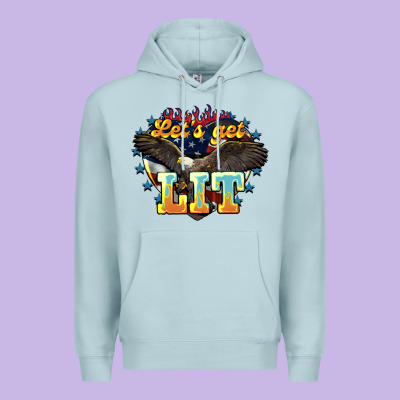 Lets Get Lit America Eagle Premium Hoodie Designed By Nancycooperartshop