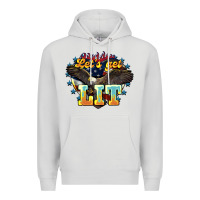 Dove Grey lets get lit america eagle Premium Hoodie - NancyCooperArtShop