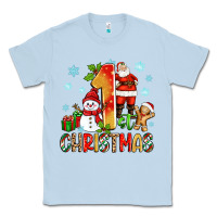 Dusty Blue 1st christmas santa and snowman Classic Tee - Zillion Design Studio