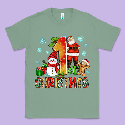 1st Christmas Santa And Snowman Classic Tee Designed By Zillion Design Studio