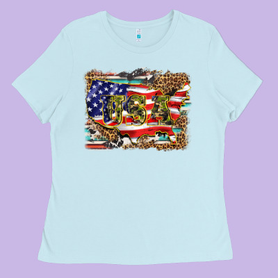 Western America Map Usa Ladies Tee Designed By Barkaloodesign