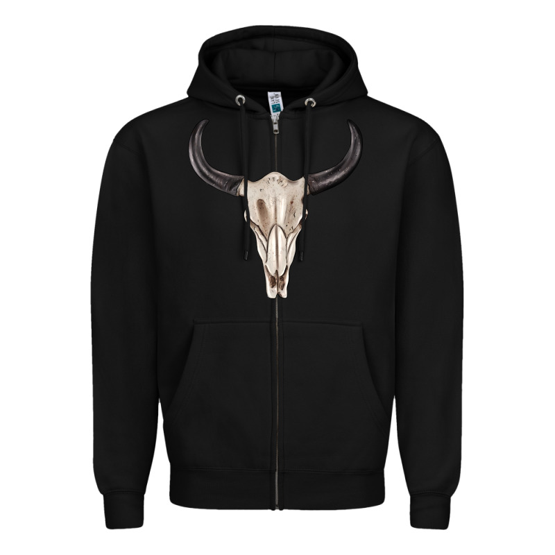 Western Bull Skull Tbw Zipper Hoodie by texasbilliewilder | Teevron