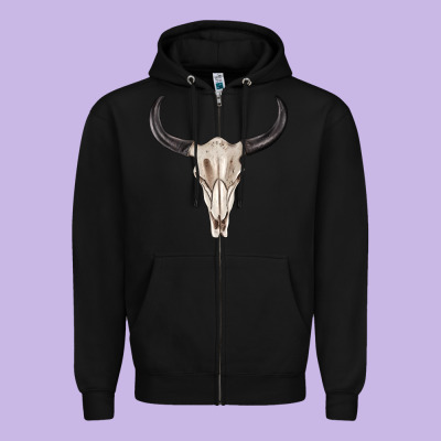 Zipper Hoodie western bull skull tbw