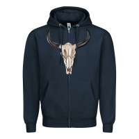 Navy western bull skull tbw Zipper Hoodie - texasbilliewilder