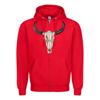 Red western bull skull tbw Zipper Hoodie - texasbilliewilder