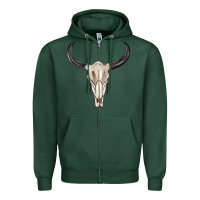 Sports Green western bull skull tbw Zipper Hoodie - texasbilliewilder