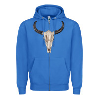True Royal western bull skull tbw Zipper Hoodie - texasbilliewilder